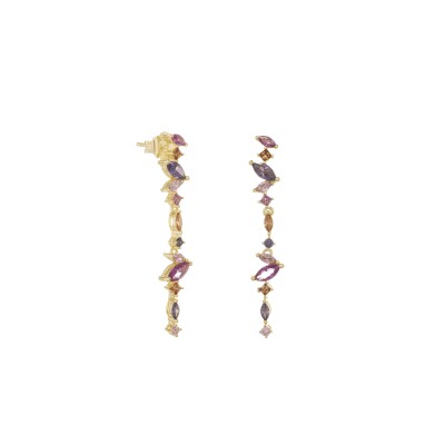 Boucles d'oreilles en argent doré et oxydes colorés