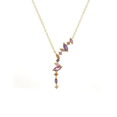 Collier en argent doré et oxydes colorés