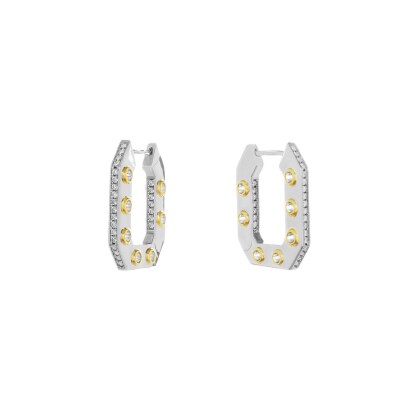 Boucles d'oreilles en argent, argent doré et oxyde de zirconium