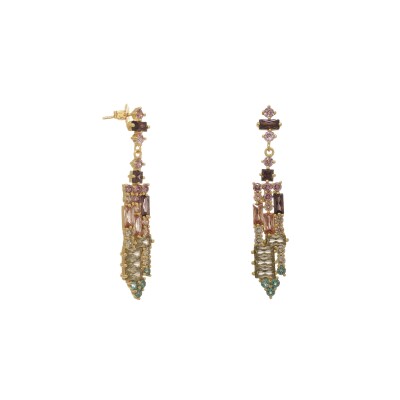 Boucles d'oreilles en argent doré et oxydes colorés