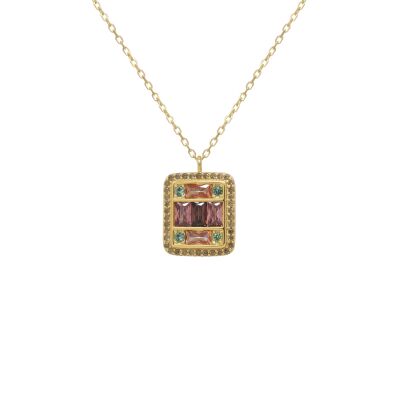 Collier en argent doré et oxydes colorés