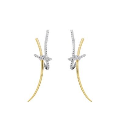 Boucles d'oreilles en argent, argent doré et oxydes de zirconium