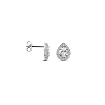 Boucles d'oreilles créoles en argent et oxyde de zirconium