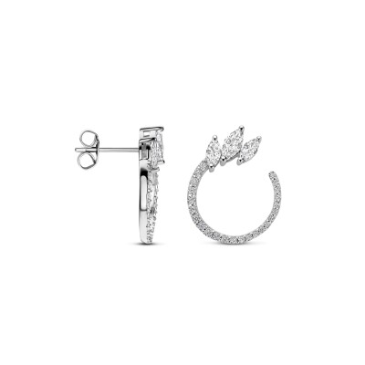 Boucles d'oreilles créoles en argent et oxyde de zirconium