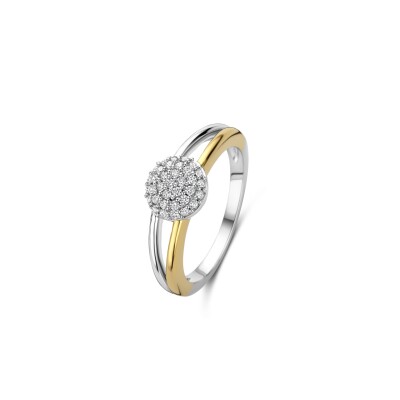 Bague en argent, argent doré et oxydes de zirconium