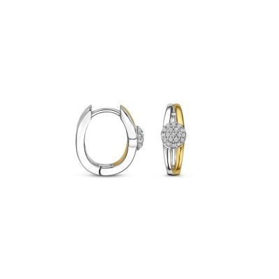 Boucles d'oreilles en argent, argent doré et oxydes de zirconium