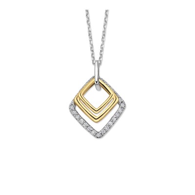Collier en argent, argent doré et oxydes de zirconium