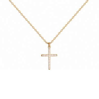 Collier en vermeil et oxyde de zirconium, motif croix
