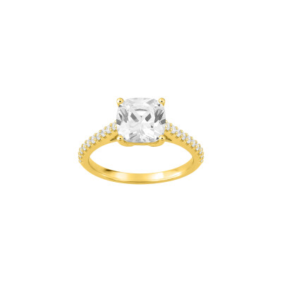 Bague en plaqué or et oxydes de zirconium