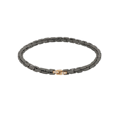 Bracelet en titane, or rose 375 ‰ et diamants bruns
