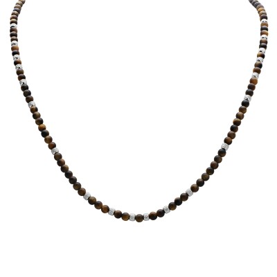 Collier en acier et œil de tigre