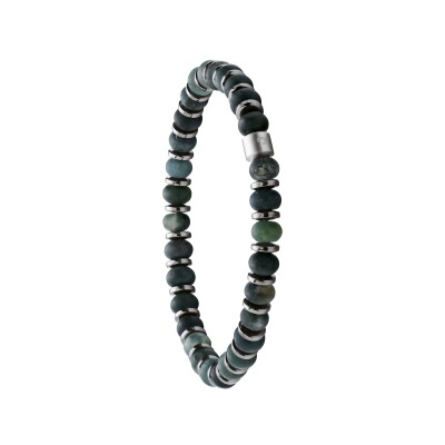 Bracelet en acier, agate et hématite