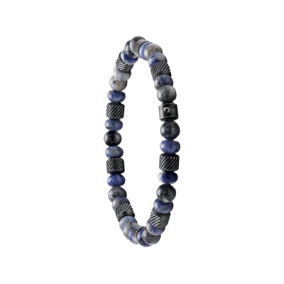 Bracelet en acier, labradorite et sodalite