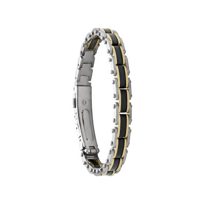 Bracelet en acier, céramique et acier PVD doré