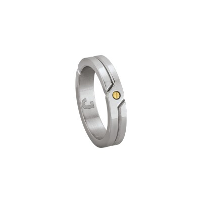 Bague en acier et vis en or jaune