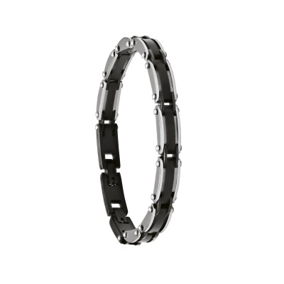 Bracelet en acier bicolore noir