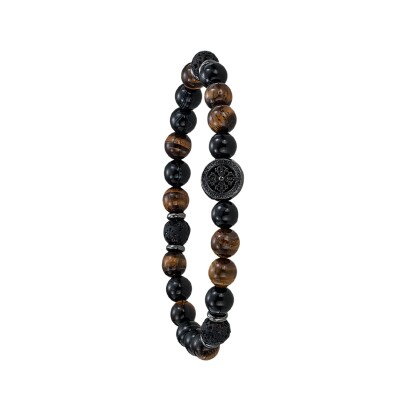 Bracelet en acier et œil de tigre