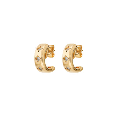 Boucles d'oreilles Bronzallure en métal doré à l'or fin 18 carats et oxydes de zirconium