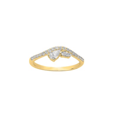 Bague en plaqué or et oxydes de zirconium