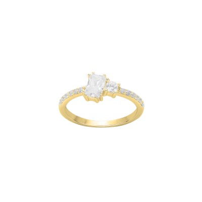 Bague en plaqué or et oxydes de zirconium