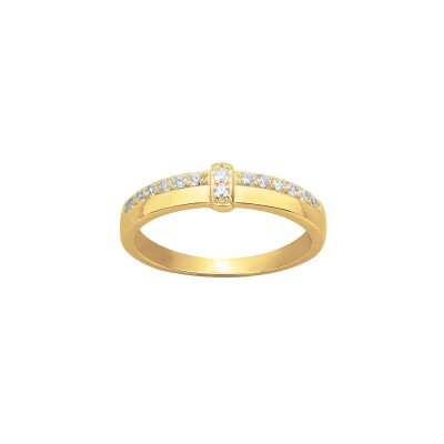 Bague en plaqué or et oxydes de zirconium