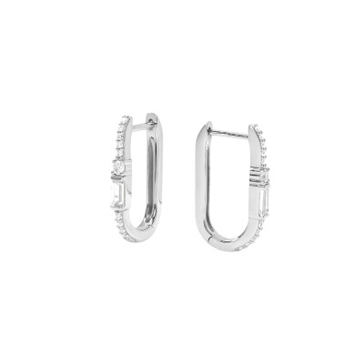Boucles d'oreilles créoles en argent et oxyde de zirconium