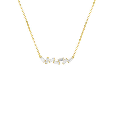 Collier en argent doré et oxyde de zirconium