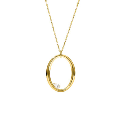 Collier en argent doré et oxyde de zirconium