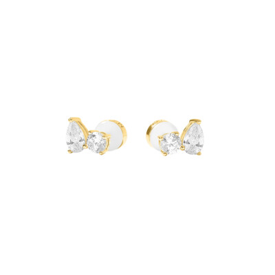 Boucles d'oreilles en argent doré et oxyde de zirconium