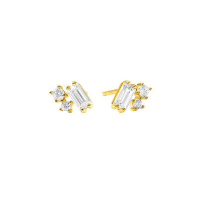 Boucles d'oreilles en argent doré et oxyde de zirconium