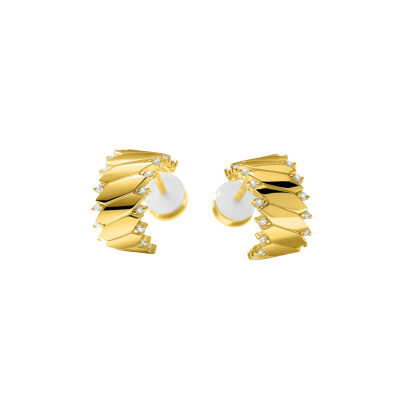 Boucles d'oreilles en argent doré et oxyde de zirconium