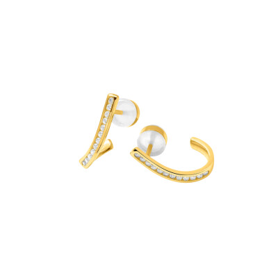 Boucles d'oreilles en argent doré et oxyde de zirconium