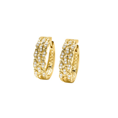 Boucles d'oreilles en argent doré et oxyde de zirconium