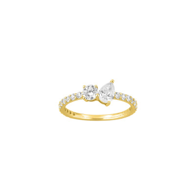 Bague en argent doré et oxyde de zirconium