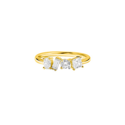 Bague en argent doré et oxyde de zirconium