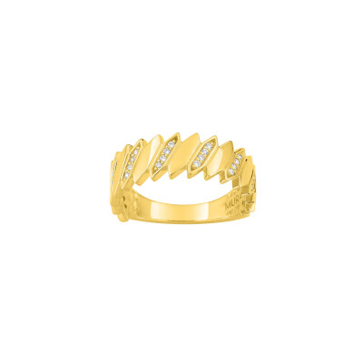 Bague en argent doré et oxyde de zirconium