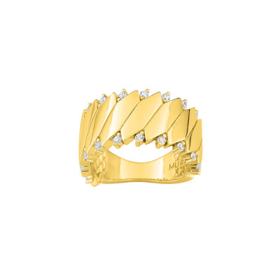 Bague en argent doré et oxyde de zirconium