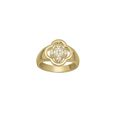 Bague Charles Garnier en argent doré, oxyde de zirconium et nacre
