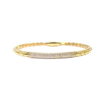 Bracelet en argent plaqué or jaune et oxydes de zirconium