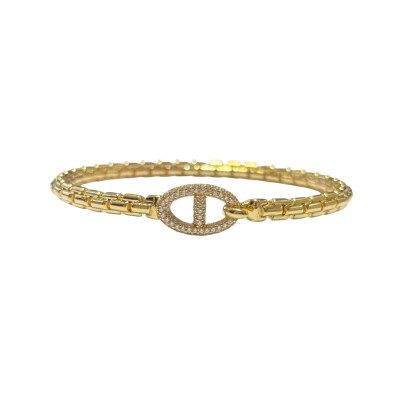 Bracelet en argent plaqué or jaune et oxydes de zirconium