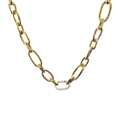 Collier en argent plaqué or jaune et oxydes de zirconium