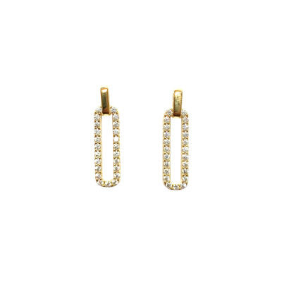 Boucles d'oreilles en argent plaqué or jaune et oxydes de zirconium
