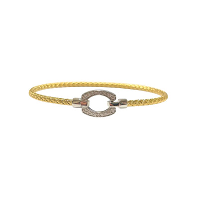 Bracelet en argent, argent plaqué or jaune et oxydes de zirconium