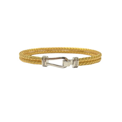 Bracelet en argent, argent plaqué or jaune et oxydes de zirconium