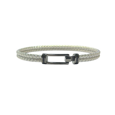 Bracelet en argent, argent noirci et oxydes de zirconium noirs