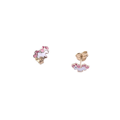 Boucles d'oreilles en or jaune motif Licorne