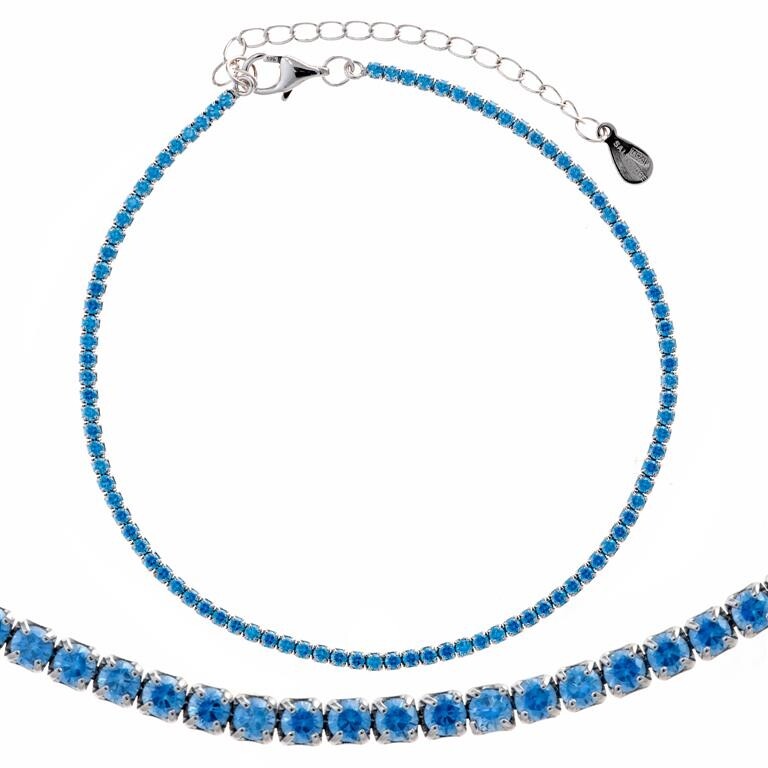 Bracelet cristaux bleu argent 925/1000