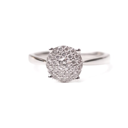 Solitaire or blanc 18k, pavage diamants