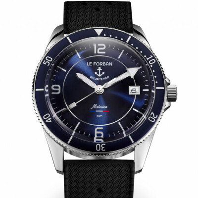 Montre Le Forban Sécurité Mer La Malouine cadran bleu bracelet noir