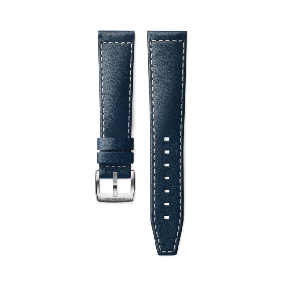 Bracelet de montre Longines en cuir bleu semi mat